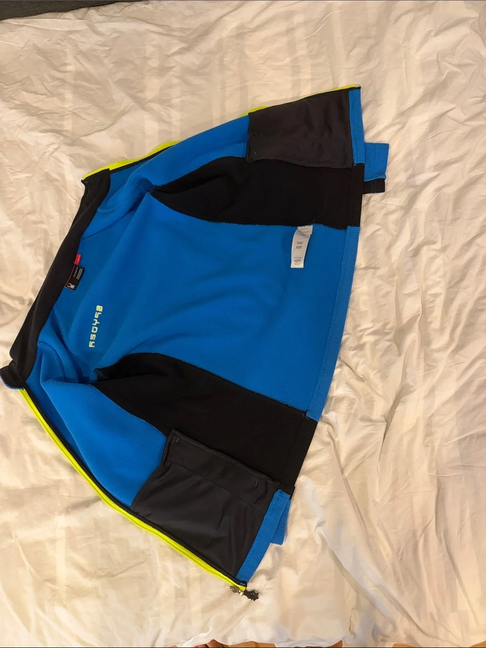 Spyder Kids Bright Blue Fleece Jacket with Neon Yellow Trim